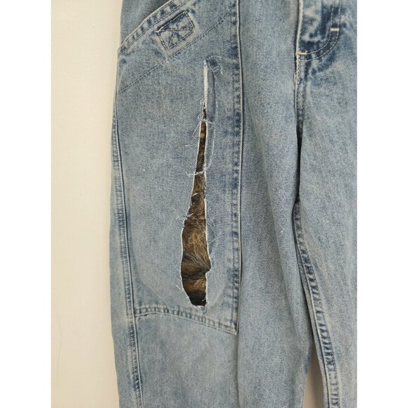 Lee Pipes Upcycle Vintage Y2K 90s Distressed Skater Wide Leg Unisex Jeans 0 2 XS - Picture 9 of 10